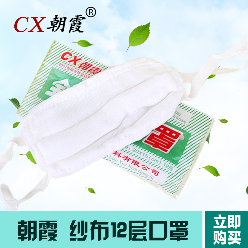 CX朝霞勞動(dòng)防護(hù)2007型防護(hù)口罩12層脫脂紗布口罩量大從優(yōu)