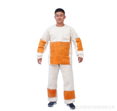 廠家直銷帆布加皮電焊服電焊專用防護服防火花牛皮電焊服