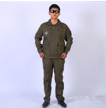 純棉帆布外軍服套裝汽修耐磨電焊服軍綠勞保長袖帆布工作服套裝