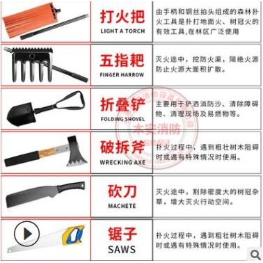 森林滅火組合工具8件套單兵救援組合工具消防多功能滅火撲火工具