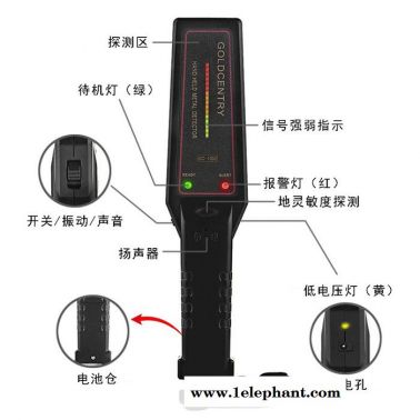 維安泰 GC1002手持式高靈敏度金屬探測器帶強弱指示燈現(xiàn)貨批發(fā)